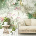 RoomMates Green & Pink Jungle Lily Mural Peel and Stick Wallpaper