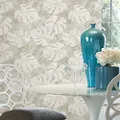 RoomMates Jungle Leaf Canopy White & Taupe Peel and Stick Wallpaper