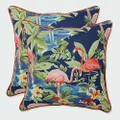 Pillow Perfect Outdoor/Indoor Flamingoing Lagoon Throw Pillows, 16.5" x 16.5", Blue, 2 Pack