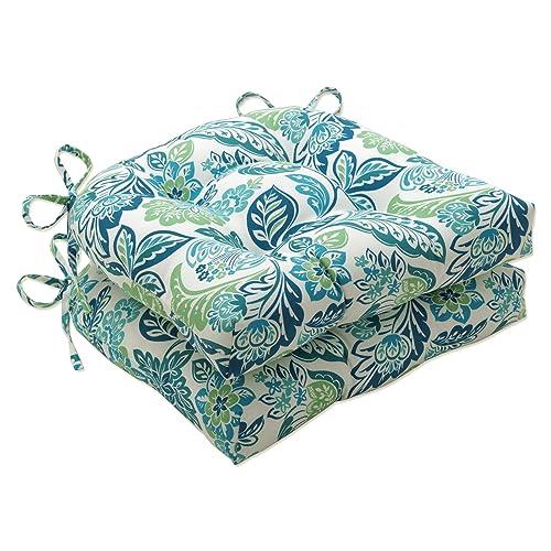 Pillow Perfect Outdoor | Indoor Dailey Opal Large Chairpad (Set of 2), 17 X 17.5 X 4, Blue