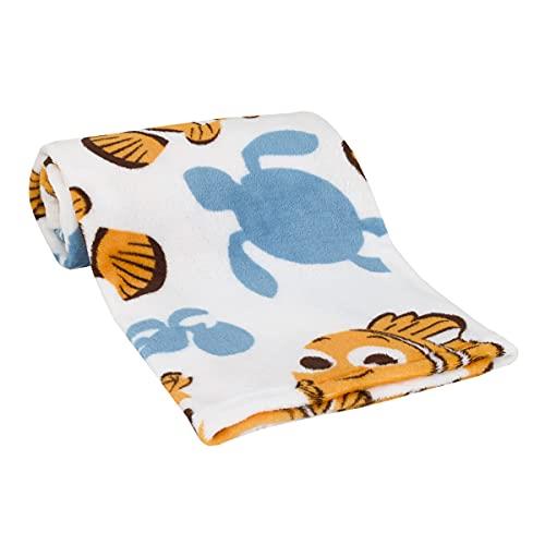 Disney Finding Nemo Orange, Aqua & White Crush & Squirt Turtle Super Soft Baby Blanket, Orange, Aqua, White, 30x36 Inch (Pack of 1)