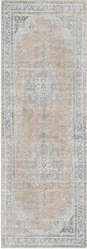 The Rug Collective Distressed Vintage Oxus Desert Runner Rug Wipe Clean Machine Washable Pet Friendly Area Rug, 80 x 230cm