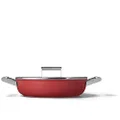 Smeg Cookware 50's Style Non-Stick Deep Pan with Lid, 4-Quart (Red)