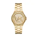 The Michael Kors logo takes center stage in a bold faceted form on our 37mm Lennox with a full pavé dial. This gold-tone watch features a uniquely faceted pavé topring, and is sure to be a show-stopper.