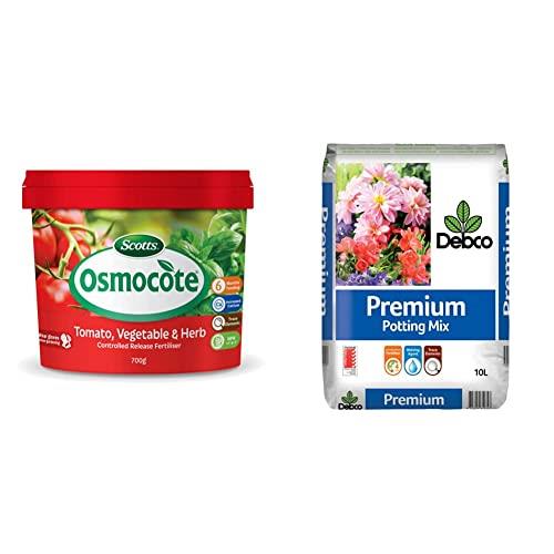 Osmocote Vegetable and Herb Controlled Release Fertiliser, 700g & Debco Premium Potting Mix 10 Litre