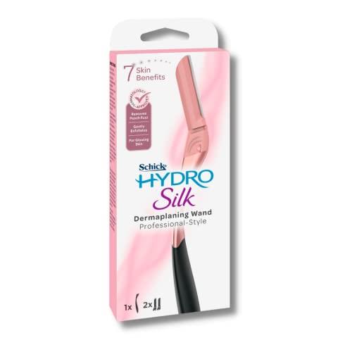 Schick - Hydro Silk | Dermaplaning Wand | 1 handle with 2 refills | 2 blade refills |Dermaplane | Dermaplaning | Remove Facial Hair | Remove Peach Fuzz | 7 Skin Benefits