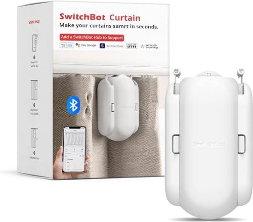 SwitchBot Curtain Smart Electric Motor - Wireless App or Automate Timer Control, Add SwitchBot Hub Mini to Make it Compatible with Alexa, Google Home, HomePod, IFTTT (U-Rail, White)
