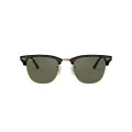Ray-Ban Rb3016f Clubmaster Low Bridge Fit Square Sunglasses, Black/Polarized G-15 Green, 55 mm