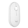 Logitech Pebble Mouse 2 M350s Slim Wireless Bluetooth, Portable, Lightweight, Customizable Buttons, Discrete Clicks, Easy-Switch Windows/MacOS/iPadOS/Android/ChromeOS - White