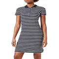 Tommy Hilfiger Women's Slim Polo Stripe Dress, Breton Stripe/DSR Sky White, Large