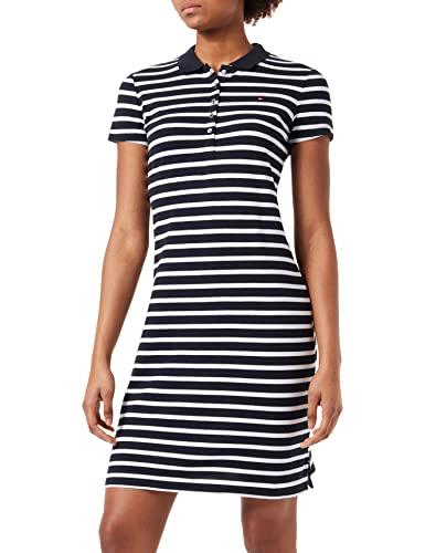Tommy Hilfiger Women's Slim Polo Stripe Dress, Breton Stripe/DSR Sky White, X-Large