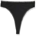 Tommy Hilfiger Women's Lace Thong Panty, Black, Large