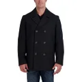 Nautica Men's Melton Double-Breasted Peacoat,Charcoal,Large