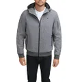 Tommy Hilfiger mens Soft Shell Active Filled Bomber Jacket, Heather Grey Quilted Lining, Large