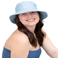 Sundaise Alisia Bucket Linen Hat, Blue