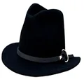 Sundaise Ryan Panama Suede Buckle Wool Felt Hat, Black