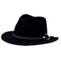 Sundaise Ryan Panama Suede Buckle Wool Felt Hat, Black