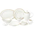 Lorren Home Trends Daisy-57 57 Piece Dinnerware Set-Bone China Service for 8 People-Daisy, One Size, White