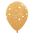 Sempertex Engagement Diamond Rings & Hearts Metallic Latex Balloons 6 Pieces, 30 cm Size, Gold