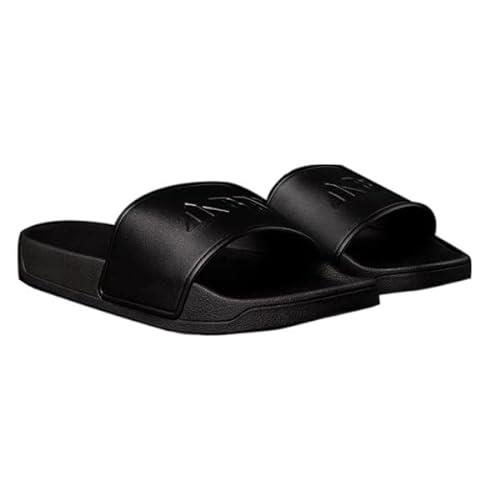 Men's Orthopaedic Arch Support Slides - Lightweight, Waterproof, and Extra-Comfy PU Leather - Black, Size 6 UK / 7 US
