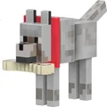 Mattel Minecraft Diamond Wolf Action Figure with Accessories Including Magnetic Bone, 5.5-inch Toy Collectible