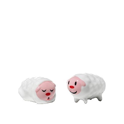Alessi Tiny Little Sheep Hand-Decorated Porcelain Figurines,White, Set of 2