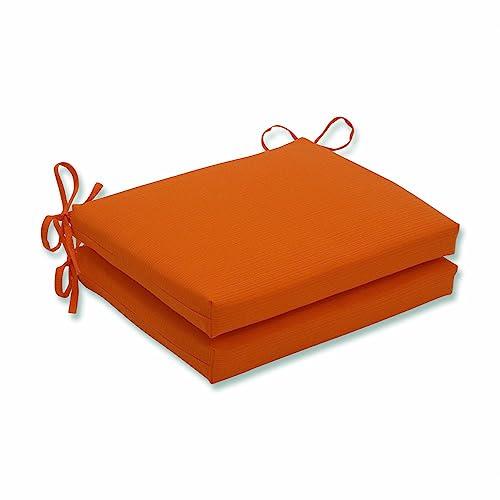 Pillow Perfect Indoor/Outdoor Sundeck Squared Seat Cushion, Orange, Set of 2