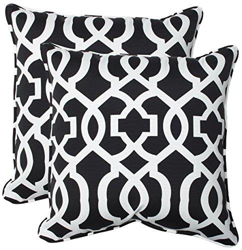 Pillow Perfect Outdoor New Geo Throw Pillow, 18.5-Inch, Black/White, Set of 2