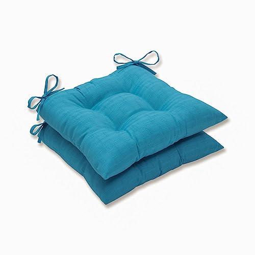 Pillow Perfect Outdoor Veranda Turquoise Wrought Iron Seat Cushion, Set of 2