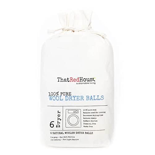 That Red House 100 Percent Pure Wool Dryer Balls, 6 Count