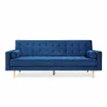HEQS Sofia Sofa Bed, Velvet Blue, MDF Frame, Polyester Fabric, Three-Seater, Living Room Furniture