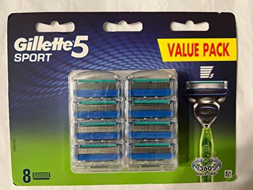 Gillette Men's 5 Sport Shaving Razor Blades (8 Pieces)