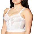 Carnival Women's Front Closure Longline Lace Soft Cup Wire Free Bra, White, 34B