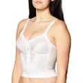 Carnival Women's Front Closure Longline Lace Soft Cup Wire Free Bra, White, 34B