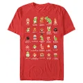 Nintendo Men's Pixel Cast T-Shirt, Red, X-Large