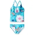Kanu Surf Girls' Charlotte Flounce Tankini Beach Sport 2-Piece Swimsuit, Paige Aqua Floral, 3T