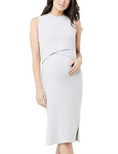 Ripe Maternity Women's Layered Knit Nursing Dress, Silver Marle, XL