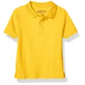 Nautica Boys' Big School Uniform Short Sleeve Polo Shirt, Button Closure, Comfortable & Soft Pique Fabric, Gold, 18-20