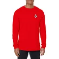 Volcom Men's Iconic Deadly Stones Long Sleeve T-Shirt, Red 12, XX-Large