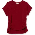 Speechless Girls' Short Rolled Sleeve Dolman T-Shirt, Burgundy, Large