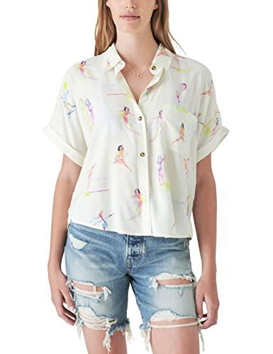 Lucky Brand Women's Relaxed Printed Workwear Shirt, Cream Multi, X-Large