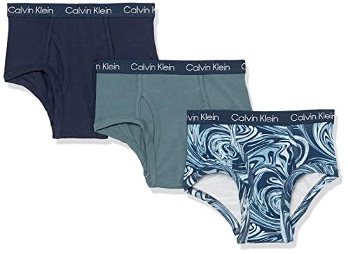 Calvin Klein Boys' Modern Cotton Assorted Briefs Underwear, Navy/Blue/Cobalt, Large