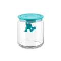 Alessi Gianni Glass Kitchen Box with Lid, Light Blue, 12 cm Height