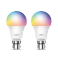 TP-Link Tapo Smart Wi-Fi Light Bulb, 2-Pack, Multicolour, B22, 60W Equivalent, Schedule & Timer, Voice Control, Remote Control, No Hub Required (Tapo L530B(2-pack))