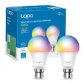 TP-Link Tapo Smart Wi-Fi Light Bulb, 2-Pack, Multicolour, B22, 60W Equivalent, Schedule & Timer, Voice Control, Remote Control, No Hub Required (Tapo L530B(2-pack))