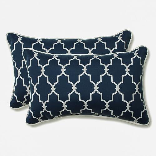 Pillow Perfect Outdoor/Indoor Garden Gate Rectangular Throw Pillow (Set of 2), Navy