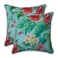 Pillow Perfect Outdoor/Indoor Tropical Paradise Lumbar Pillows, 18.5" x 18.5", Blue, 2 Pack