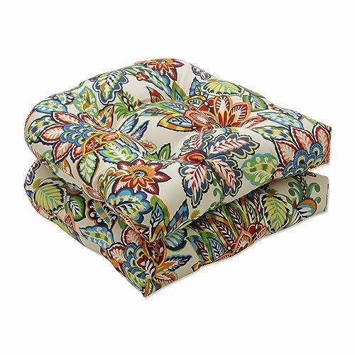 Pillow Perfect Outdoor/Indoor Copeland Fiesta Tufted Seat Cushions (Round Back), 19" x 19", 2 Count