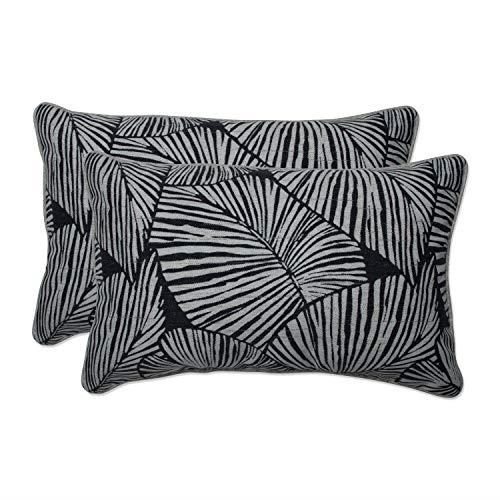 Pillow Perfect Outdoor | Indoor Talia Noir Rectangular Throw Pillow (Set of 2), 11.5 X 18.5 X 5, Black