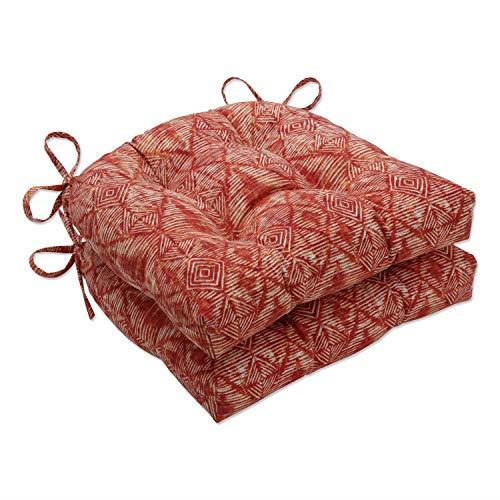 Pillow Perfect Outdoor | Indoor Nesco Sunset Large Chairpad (Set of 2), 17 X 17.5 X 4, Red